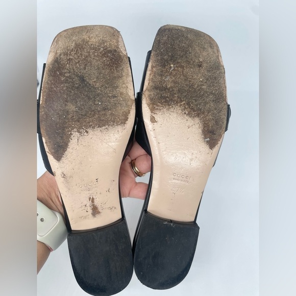 Gucci Black leather Marmont Double G Slide Sandals EU 37.5 US 7.5 - Picture 7 of 12